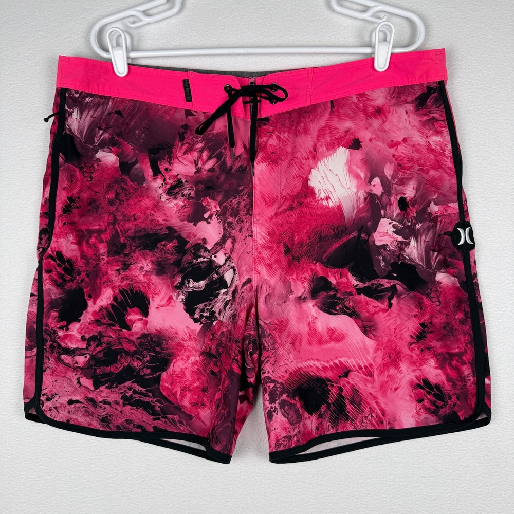 Hurley Phantom Board Shorts Mens 36 Pink Marble Breast Cancer Awareness Swim